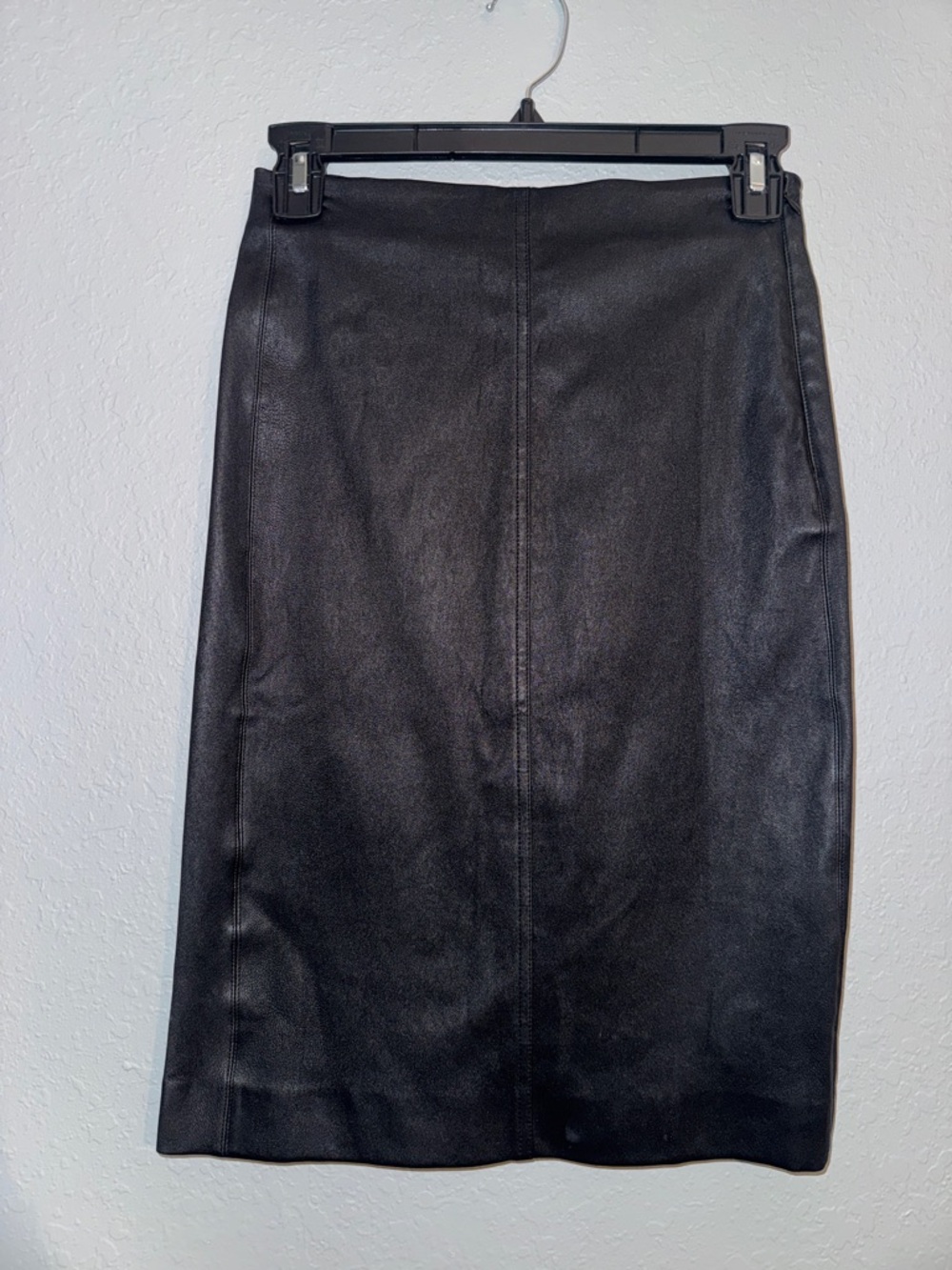 Theory Black Leather Pencil Skirt
